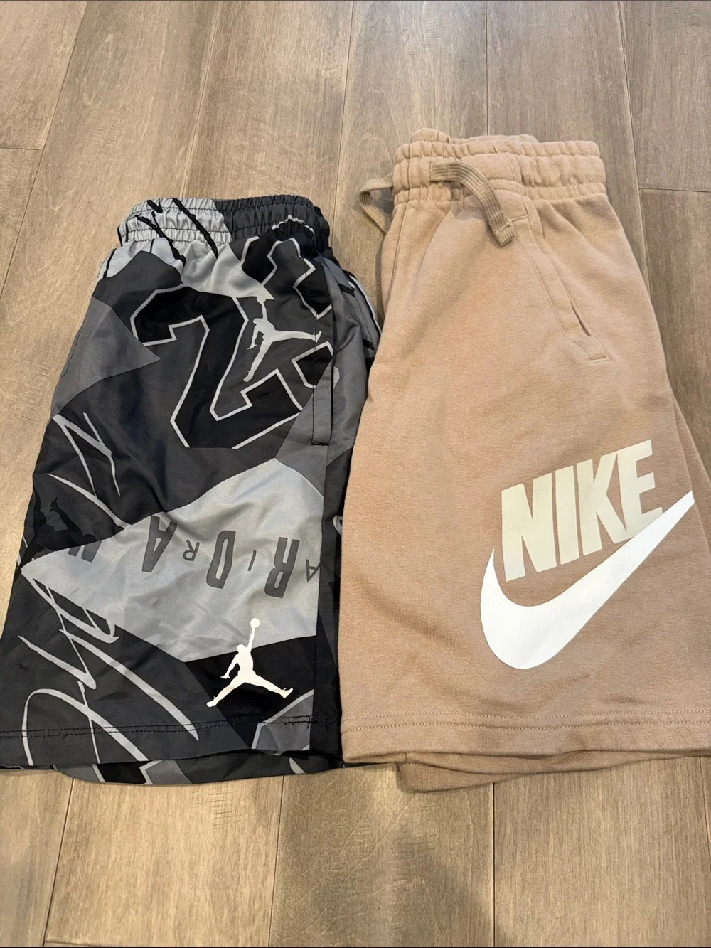 Nike Kids Brown Logo Shorts with Black/Gray Graphic Shorts